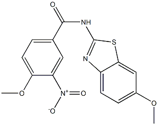 3-nitro-4-methoxy-N-(6-methoxy-1,3-benzothiazol-2-yl)benzamide 结构式