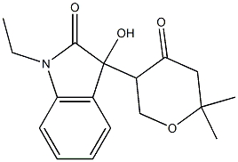 3-(6,6-dimethyl-4-oxotetrahydro-2H-pyran-3-yl)-1-ethyl-3-hydroxy-1,3-dihydro-2H-indol-2-one 化学構造式