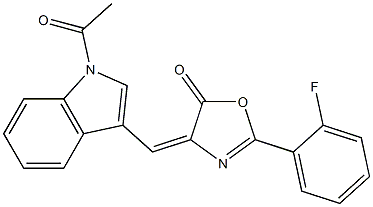 4-[(1-acetyl-1H-indol-3-yl)methylene]-2-(2-fluorophenyl)-1,3-oxazol-5(4H)-one 结构式