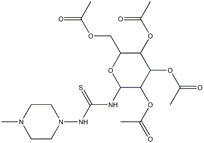 3,5-bis(acetyloxy)-2-[(acetyloxy)methyl]-6-({[(4-methyl-1-piperazinyl)amino]carbothioyl}amino)tetrahydro-2H-pyran-4-yl acetate Struktur