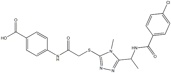 4-({[(5-{1-[(4-chlorobenzoyl)amino]ethyl}-4-methyl-4H-1,2,4-triazol-3-yl)sulfanyl]acetyl}amino)benzoic acid,,结构式