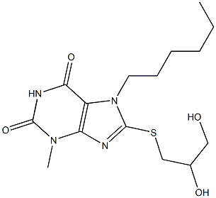 8-[(2,3-dihydroxypropyl)sulfanyl]-7-hexyl-3-methyl-3,7-dihydro-1H-purine-2,6-dione|