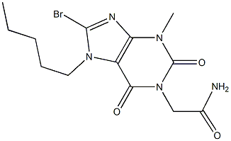 2-(8-bromo-3-methyl-2,6-dioxo-7-pentyl-2,3,6,7-tetrahydro-1H-purin-1-yl)acetamide,,结构式