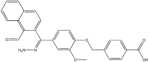 4-({2-methoxy-4-[2-(1-naphthoyl)carbohydrazonoyl]phenoxy}methyl)benzoic acid Struktur