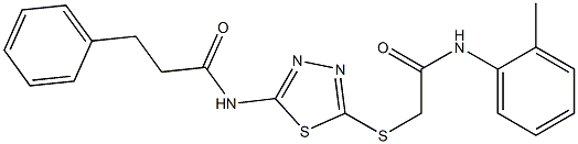 N-(5-{[2-oxo-2-(2-toluidino)ethyl]sulfanyl}-1,3,4-thiadiazol-2-yl)-3-phenylpropanamide Struktur