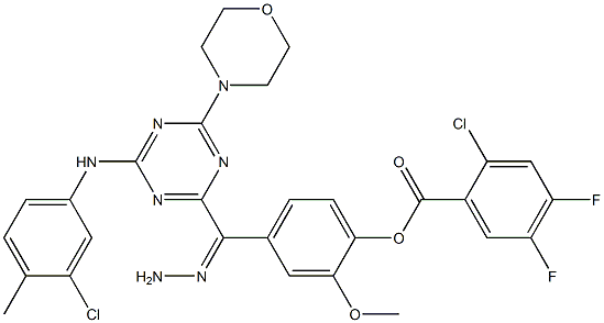 4-{2-[4-(3-chloro-4-methylanilino)-6-(4-morpholinyl)-1,3,5-triazin-2-yl]carbohydrazonoyl}-2-methoxyphenyl 2-chloro-4,5-difluorobenzoate