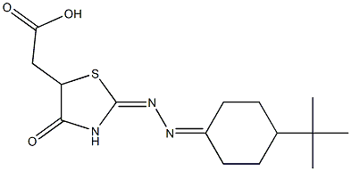 {2-[(4-tert-butylcyclohexylidene)hydrazono]-4-oxo-1,3-thiazolidin-5-yl}acetic acid 化学構造式