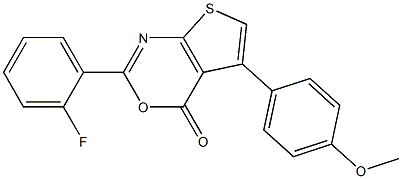 2-(2-fluorophenyl)-5-(4-methoxyphenyl)-4H-thieno[2,3-d][1,3]oxazin-4-one Struktur