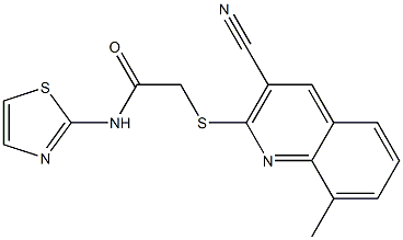 2-[(3-cyano-8-methylquinolin-2-yl)sulfanyl]-N-(1,3-thiazol-2-yl)acetamide|