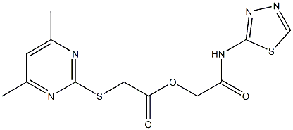2-oxo-2-(1,3,4-thiadiazol-2-ylamino)ethyl [(4,6-dimethyl-2-pyrimidinyl)sulfanyl]acetate 化学構造式