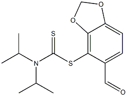 5-formyl-1,3-benzodioxol-4-yl diisopropyldithiocarbamate Struktur