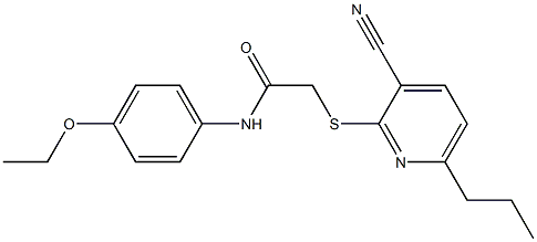 2-[(3-cyano-6-propyl-2-pyridinyl)sulfanyl]-N-(4-ethoxyphenyl)acetamide 结构式