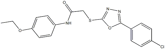 2-{[5-(4-chlorophenyl)-1,3,4-oxadiazol-2-yl]sulfanyl}-N-(4-ethoxyphenyl)acetamide,,结构式