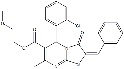 2-methoxyethyl 2-benzylidene-5-(2-chlorophenyl)-7-methyl-3-oxo-2,3-dihydro-5H-[1,3]thiazolo[3,2-a]pyrimidine-6-carboxylate,,结构式