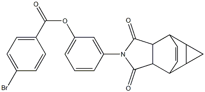 3-(3,5-dioxo-4-azatetracyclo[5.3.2.0~2,6~.0~8,10~]dodec-11-en-4-yl)phenyl 4-bromobenzoate 化学構造式