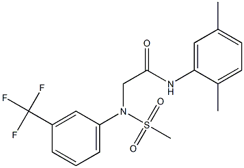 N-(2,5-dimethylphenyl)-2-[(methylsulfonyl)-3-(trifluoromethyl)anilino]acetamide,,结构式