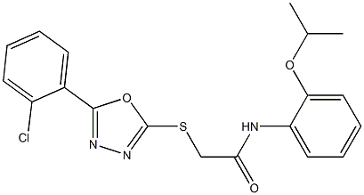 2-{[5-(2-chlorophenyl)-1,3,4-oxadiazol-2-yl]sulfanyl}-N-(2-isopropoxyphenyl)acetamide,,结构式