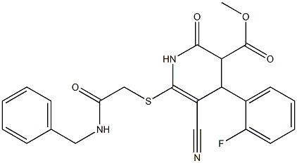  methyl 6-{[2-(benzylamino)-2-oxoethyl]sulfanyl}-5-cyano-4-(2-fluorophenyl)-2-oxo-1,2,3,4-tetrahydropyridine-3-carboxylate