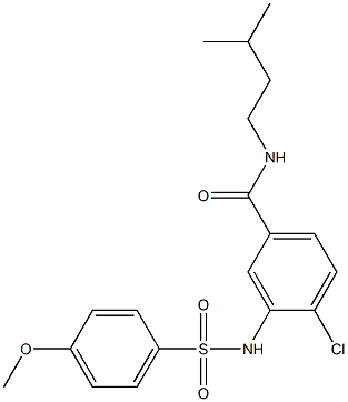 4-chloro-N-isopentyl-3-{[(4-methoxyphenyl)sulfonyl]amino}benzamide,,结构式