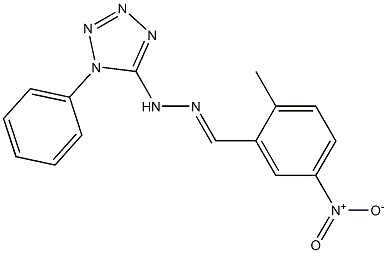 5-nitro-2-methylbenzaldehyde (1-phenyl-1H-tetraazol-5-yl)hydrazone 化学構造式