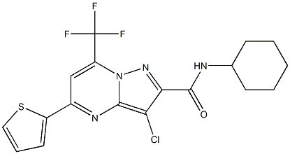 3-chloro-N-cyclohexyl-5-(2-thienyl)-7-(trifluoromethyl)pyrazolo[1,5-a]pyrimidine-2-carboxamide Structure