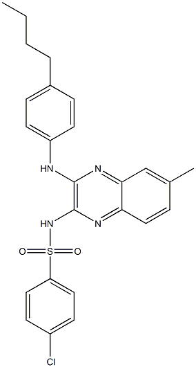 N-[3-(4-butylanilino)-6-methyl-2-quinoxalinyl]-4-chlorobenzenesulfonamide 结构式