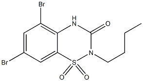 5,7-dibromo-2-butyl-2H-1,2,4-benzothiadiazin-3(4H)-one 1,1-dioxide 化学構造式