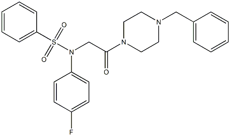 N-[2-(4-benzylpiperazin-1-yl)-2-oxoethyl]-N-(4-fluorophenyl)benzenesulfonamide 结构式