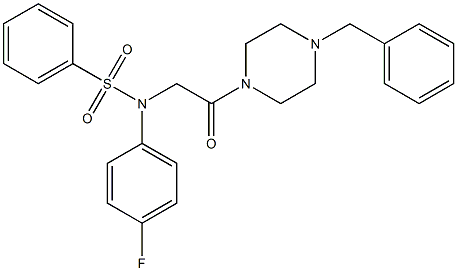 N-[2-(4-benzylpiperazin-1-yl)-2-oxoethyl]-N-(4-fluorophenyl)benzenesulfonamide Struktur