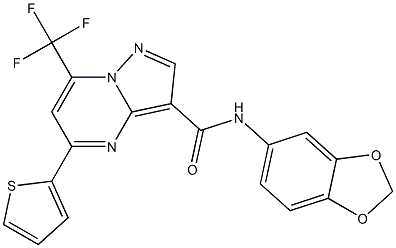 N-(1,3-benzodioxol-5-yl)-5-(2-thienyl)-7-(trifluoromethyl)pyrazolo[1,5-a]pyrimidine-3-carboxamide Struktur