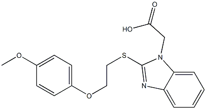 (2-{[2-(4-methoxyphenoxy)ethyl]sulfanyl}-1H-benzimidazol-1-yl)acetic acid Struktur