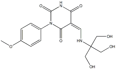 5-({[2-hydroxy-1,1-bis(hydroxymethyl)ethyl]amino}methylene)-1-(4-methoxyphenyl)-2,4,6(1H,3H,5H)-pyrimidinetrione,,结构式