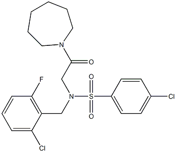 N-[2-(1-azepanyl)-2-oxoethyl]-4-chloro-N-(2-chloro-6-fluorobenzyl)benzenesulfonamide 结构式