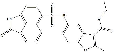 ethyl 2-methyl-5-{[(2-oxo-1,2-dihydrobenzo[cd]indol-6-yl)sulfonyl]amino}-1-benzofuran-3-carboxylate,,结构式