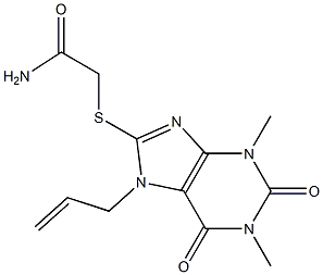 2-[(7-allyl-1,3-dimethyl-2,6-dioxo-2,3,6,7-tetrahydro-1H-purin-8-yl)thio]acetamide 化学構造式