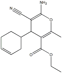 ethyl 6-amino-5-cyano-4-(3-cyclohexen-1-yl)-2-methyl-4H-pyran-3-carboxylate,,结构式