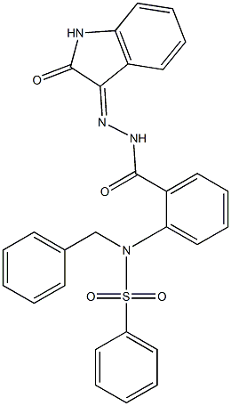 N-benzyl-N-(2-{[2-(2-oxo-1,2-dihydro-3H-indol-3-ylidene)hydrazino]carbonyl}phenyl)benzenesulfonamide Structure