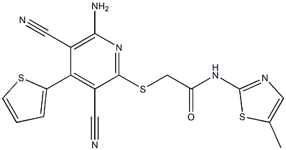 2-{[6-amino-3,5-dicyano-4-(2-thienyl)-2-pyridinyl]sulfanyl}-N-(5-methyl-1,3-thiazol-2-yl)acetamide