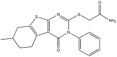 2-[(7-methyl-4-oxo-3-phenyl-3,4,5,6,7,8-hexahydro[1]benzothieno[2,3-d]pyrimidin-2-yl)sulfanyl]acetamide Structure