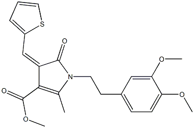 methyl 1-[2-(3,4-dimethoxyphenyl)ethyl]-2-methyl-5-oxo-4-(2-thienylmethylene)-4,5-dihydro-1H-pyrrole-3-carboxylate 化学構造式