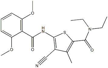 4-cyano-5-[(2,6-dimethoxybenzoyl)amino]-N,N-diethyl-3-methyl-2-thiophenecarboxamide Structure