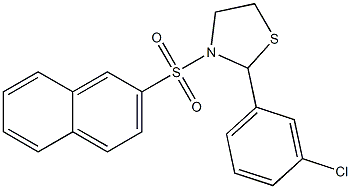 2-(3-chlorophenyl)-3-(2-naphthylsulfonyl)-1,3-thiazolidine,,结构式