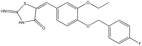 5-{3-ethoxy-4-[(4-fluorobenzyl)oxy]benzylidene}-2-imino-1,3-thiazolidin-4-one Struktur