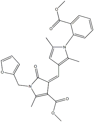 methyl 1-(2-furylmethyl)-4-({1-[2-(methoxycarbonyl)phenyl]-2,5-dimethyl-1H-pyrrol-3-yl}methylene)-2-methyl-5-oxo-4,5-dihydro-1H-pyrrole-3-carboxylate 结构式