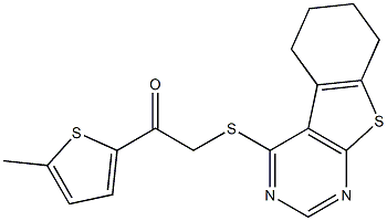 1-(5-methyl-2-thienyl)-2-(5,6,7,8-tetrahydro[1]benzothieno[2,3-d]pyrimidin-4-ylsulfanyl)ethanone,,结构式