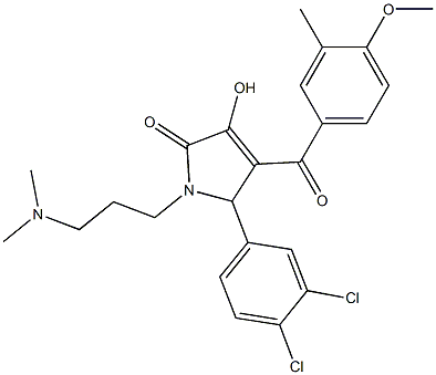 5-(3,4-dichlorophenyl)-1-[3-(dimethylamino)propyl]-3-hydroxy-4-(4-methoxy-3-methylbenzoyl)-1,5-dihydro-2H-pyrrol-2-one 化学構造式