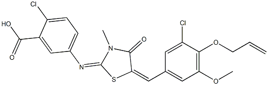 5-({5-[4-(allyloxy)-3-chloro-5-methoxybenzylidene]-3-methyl-4-oxo-1,3-thiazolidin-2-ylidene}amino)-2-chlorobenzoic acid|