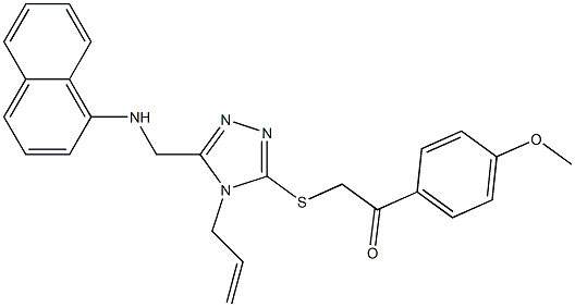 2-({4-allyl-5-[(1-naphthylamino)methyl]-4H-1,2,4-triazol-3-yl}sulfanyl)-1-(4-methoxyphenyl)ethanone 化学構造式