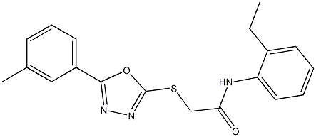 N-(2-ethylphenyl)-2-{[5-(3-methylphenyl)-1,3,4-oxadiazol-2-yl]sulfanyl}acetamide 结构式