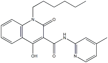 1-hexyl-4-hydroxy-N-(4-methyl-2-pyridinyl)-2-oxo-1,2-dihydro-3-quinolinecarboxamide 结构式